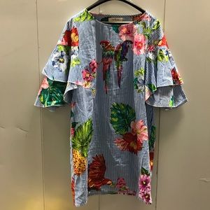 Derhy Floral Sequin Parrot Dress
